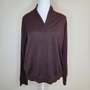 Brooks Brothers Silk Cashmere Pullover Sweater Brown Shawl V-Neck Womens XL